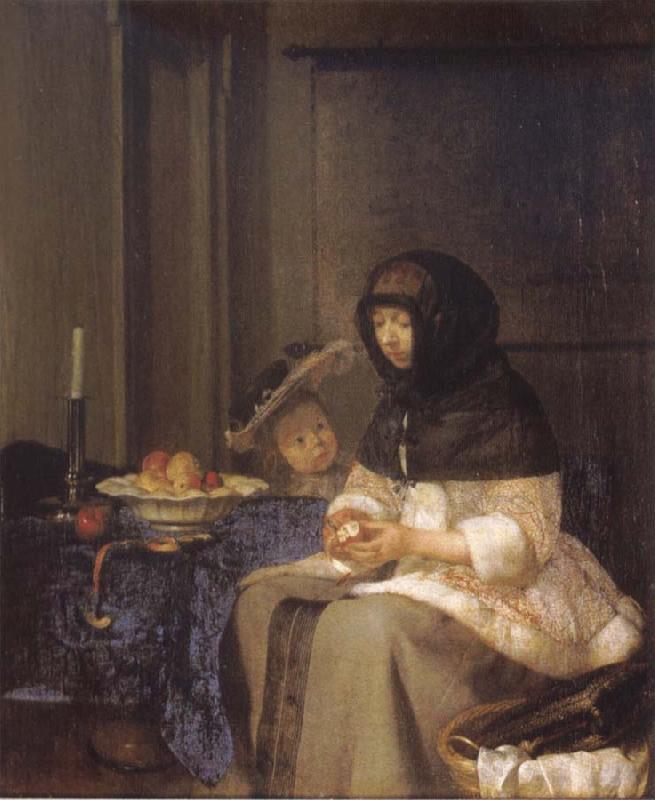 Gerard Ter Borch Woman peeling an apple oil painting image